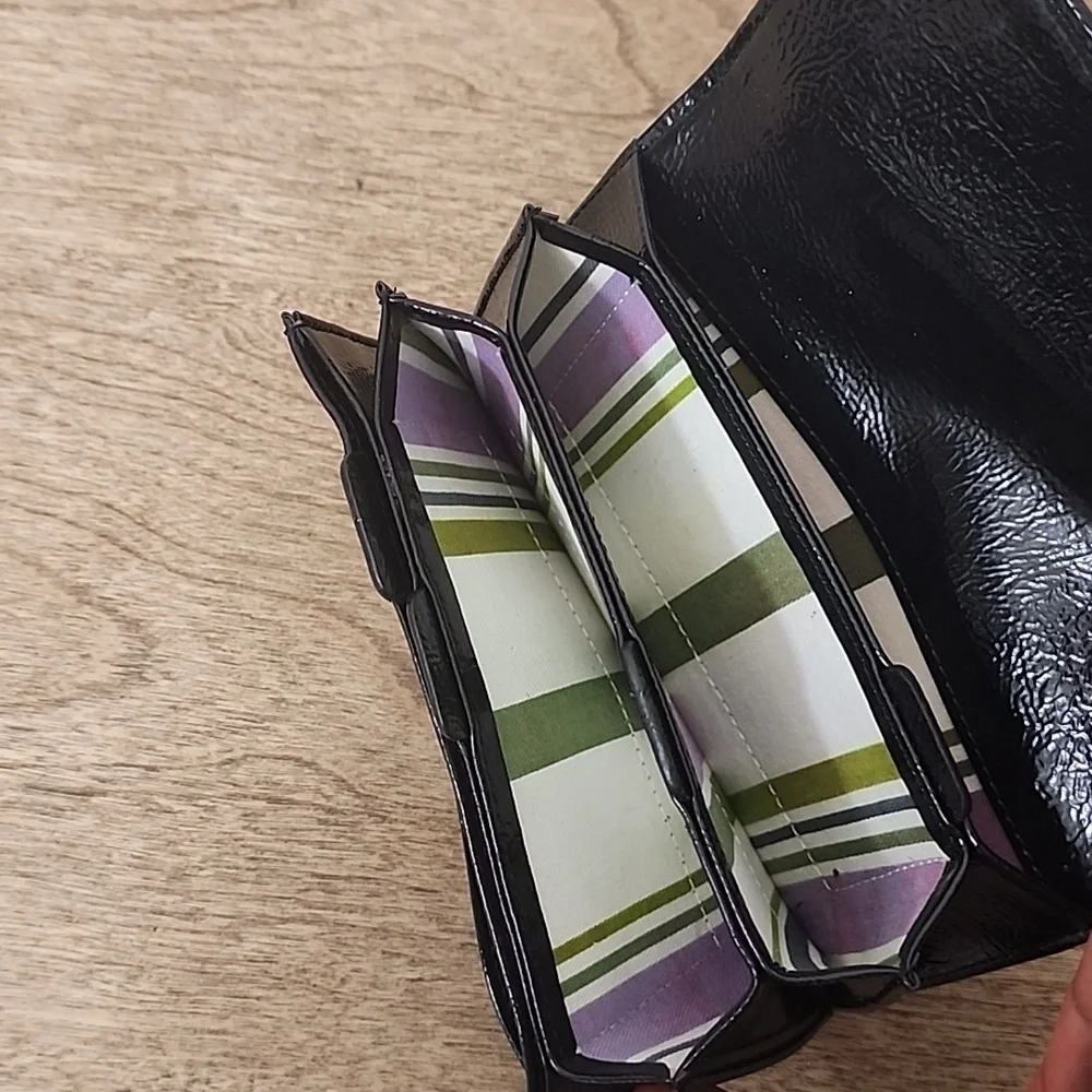 Franklin Covey Black Patent Leather Wallet with Tabs